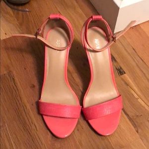 Coral open toed heels